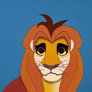 Lion King Animation OC male lion black mane triangular face hooked black nose tip