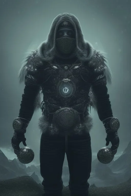 running berserker portrait , no face, black jogging suite , in the night Alps , holding coins , angels background, volumetric light, high detail, dark leaf tree, dark mountains in background, perfect, HR Giger style