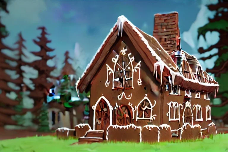 gingerbread house in forrest