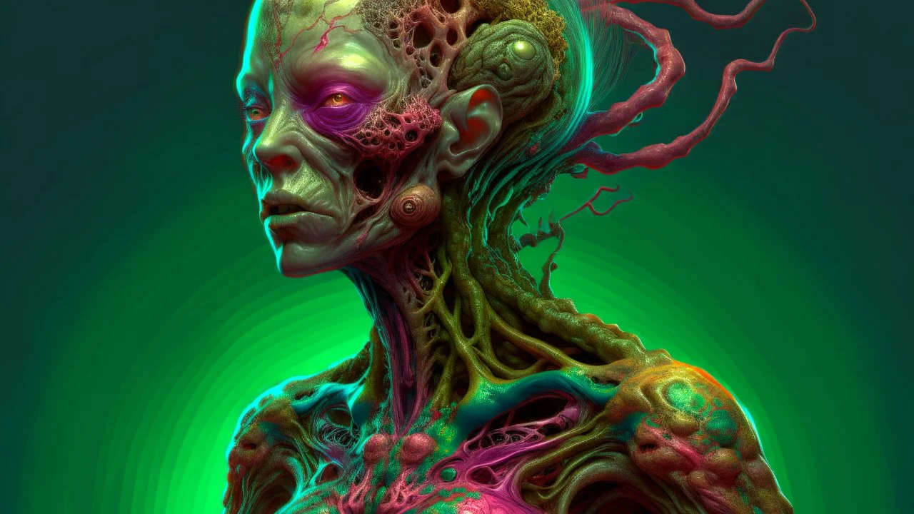 an immensely fertile, parasitized, woman. fecund brood-bearing 8k warped human form, prominently, artful, digital art trending on artstation 8k high res