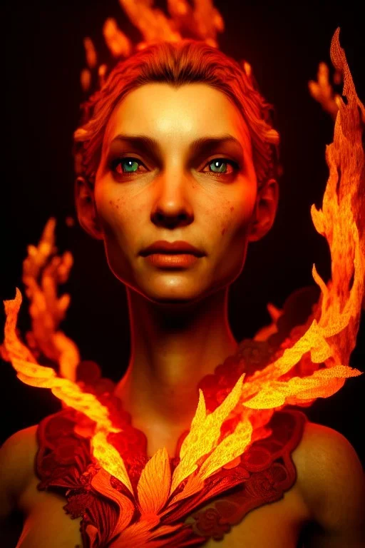 portrait of Clara prince set in fire, cinematic lighting, photorealistic, realistic, detailed, volumetric light and shadow, hyper HD, octane render, unreal engine 5 insanely detailed and intricate, hypermaximalist, elegant, ornate, hyper-realistic, super detailed --v 4