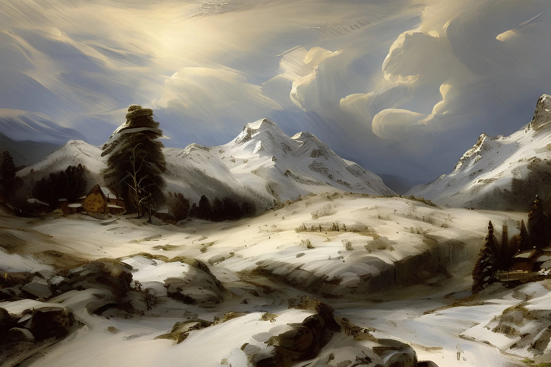 snowfall in mountains by rubens