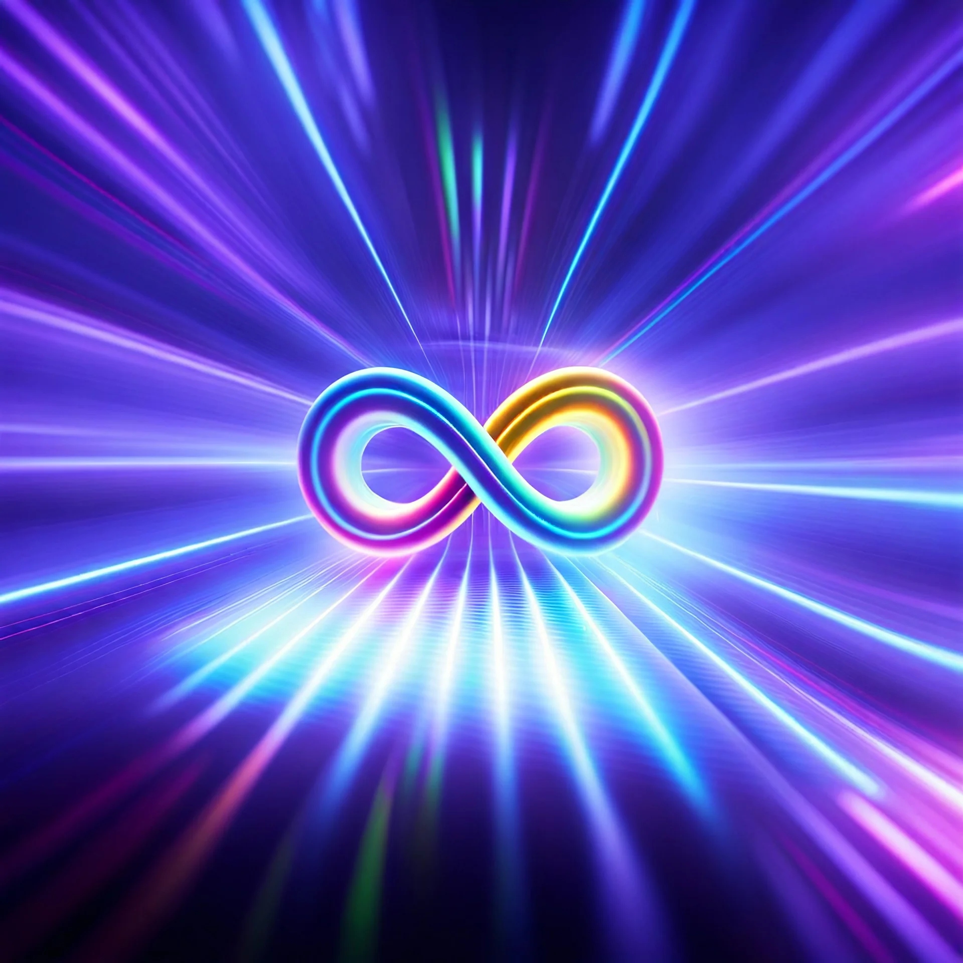 infinity symbol brightly coloured ∞ moving at warp speed, colours from infinity flowing through image with speed, DSLR with a 80mm lens, set to f/16 and a slow shutter speed of 1/15s, striking, neon, chiaroscuro, dramatic, captivating, powerful, fantasy, beautiful, octane render, 16k post-production, artstation: award-winning: atmospheric: commanding: fantastical: clarity: ultra quality: striking: brilliance: stunning colors: amazing depth; lens: f/11, 35mm