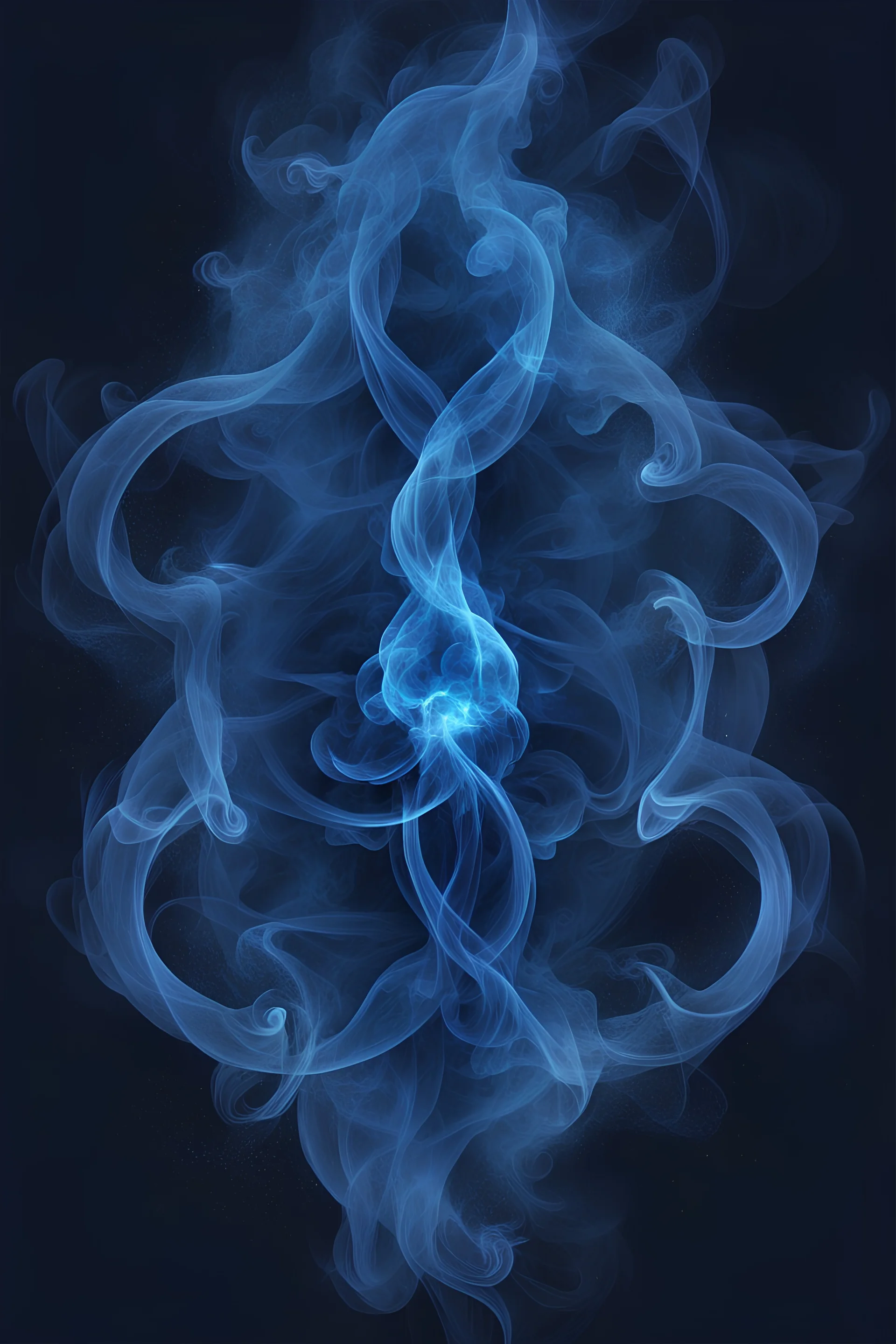 abstract, a blue soul, smoke, glow, spirit, centered, dark blue background