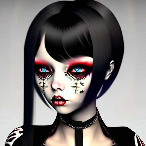 goth girl, cute, beautiful, short black hair