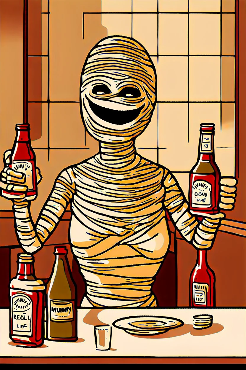 Mummy struggles with reality and has turned to a life of booze.