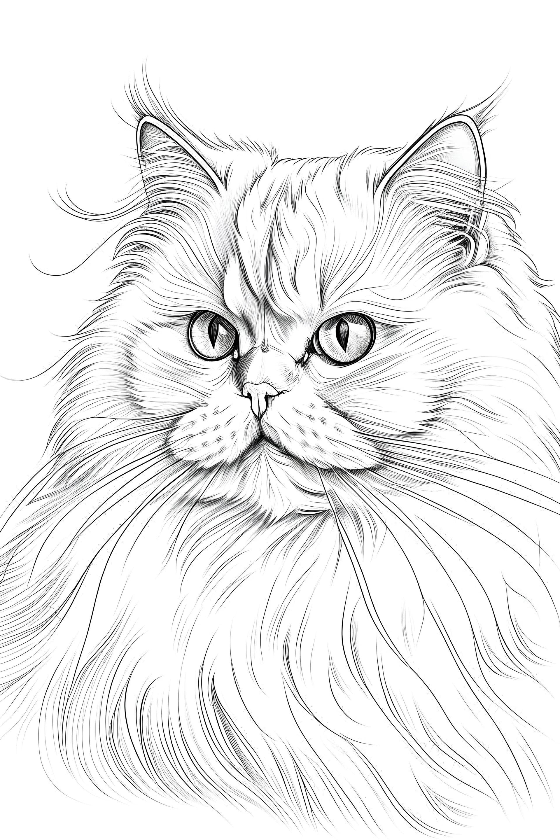 persian cat outline drawing