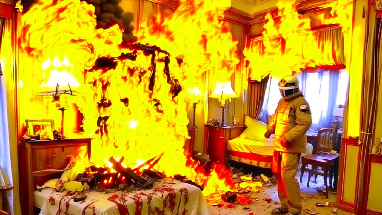 Russian lunatic tears hotel room apart then starts it on fire