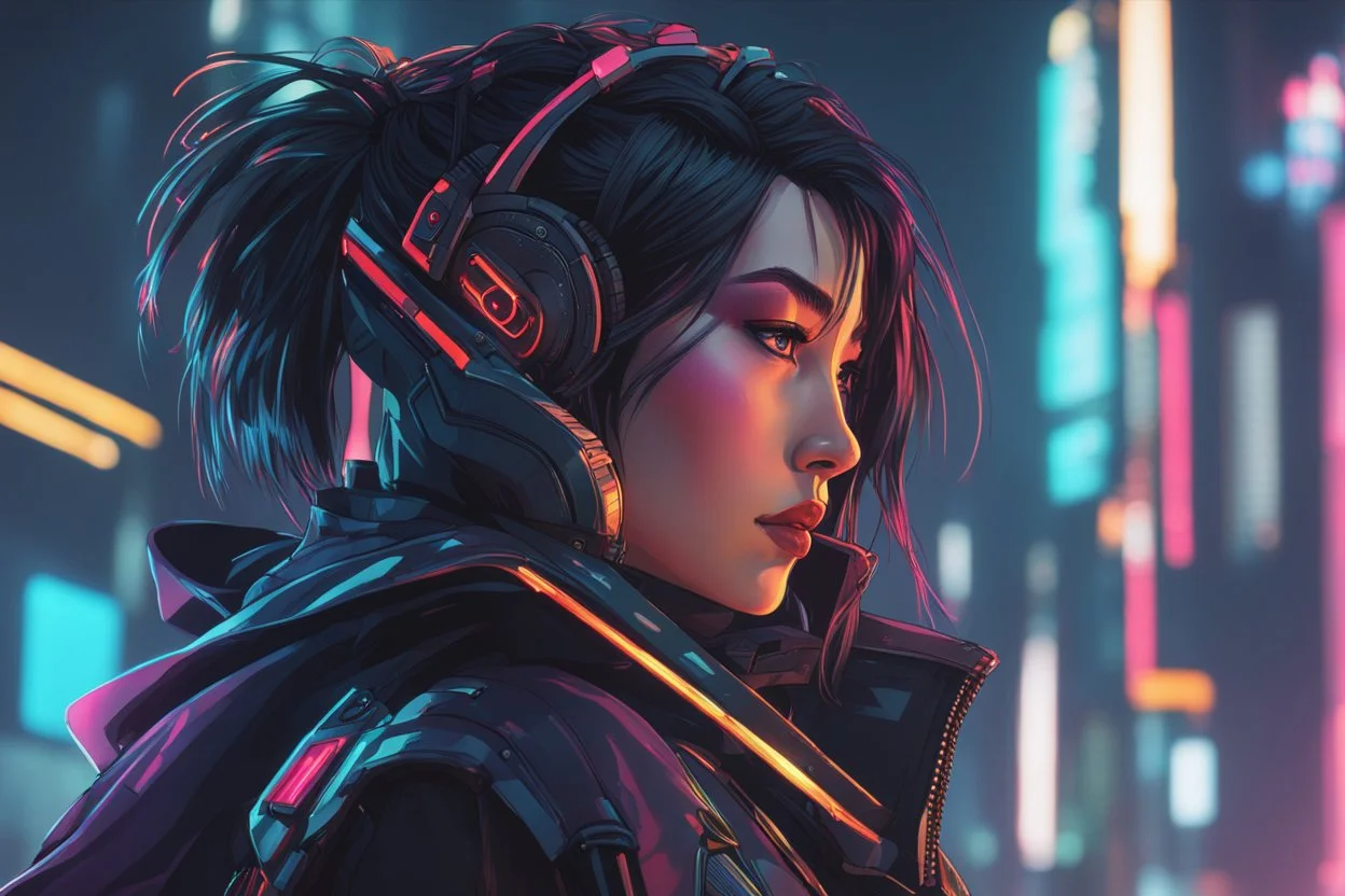 yone in 8k 2D cyberpunk artstyle, project yone, two swords , close picture, neon lights, intricate details, highly detailed, high details, detailed portrait, masterpiece,ultra detailed, ultra quality