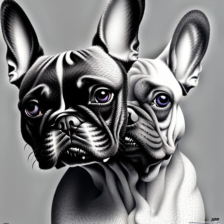 Corps homme, visage bouledogue francais