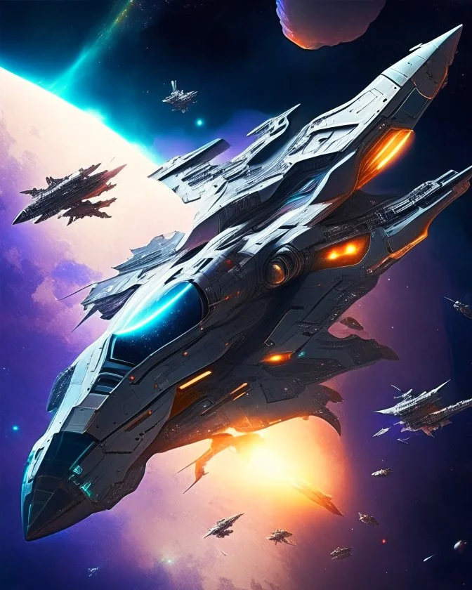 A super-advanced fighter in space for galactic travel with all the combat facilities