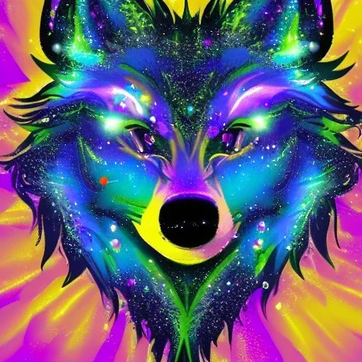 A magical sparkle wolf good logo