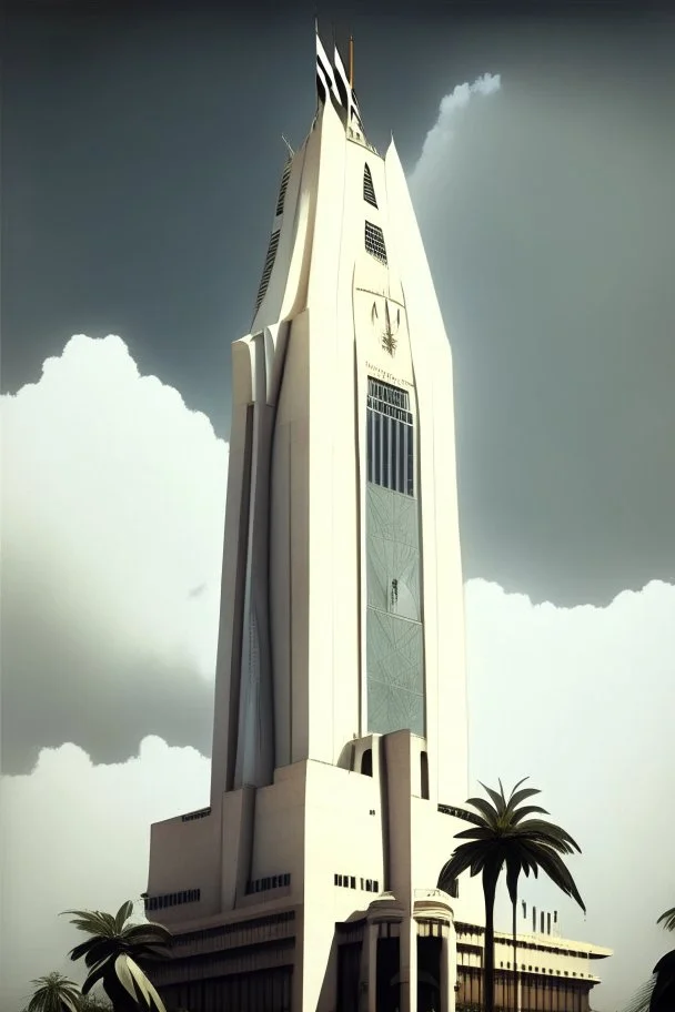 big very tall pointy white dystopian rich uganda city center palace