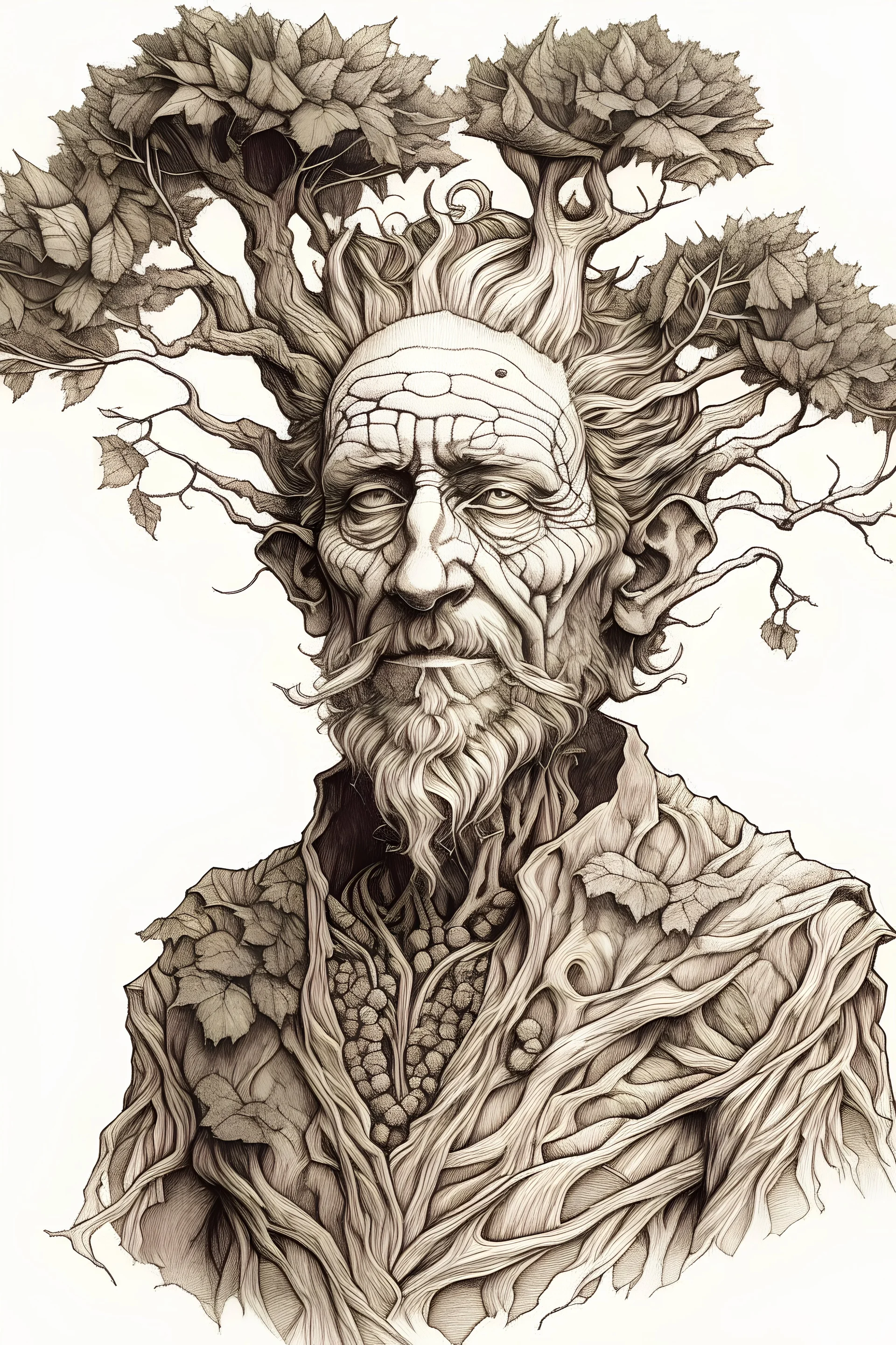 A treeking person in the style of mark johns, drawing