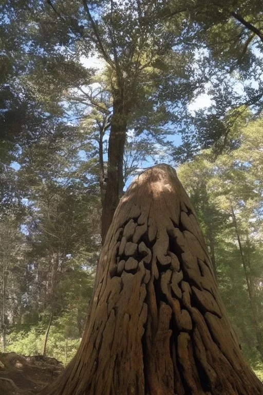 turn this tree trunk into a sharp stone mountain