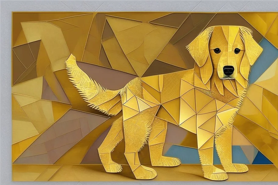 style of paul klee Golden retriever dog