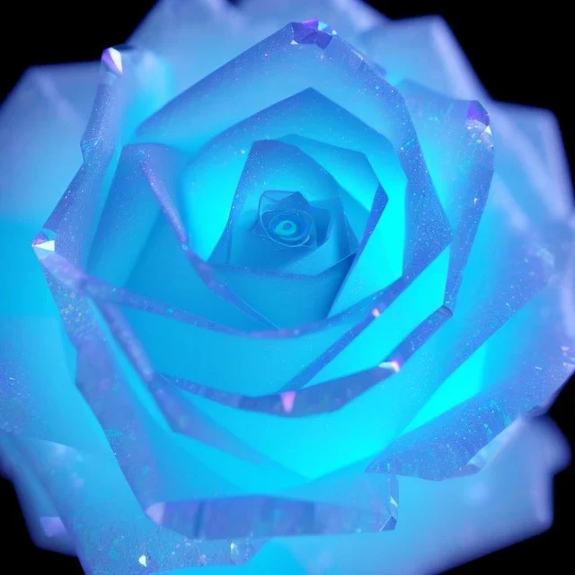 transparent multicolor crystal rose, under bioluminescent clouds, mist, detail