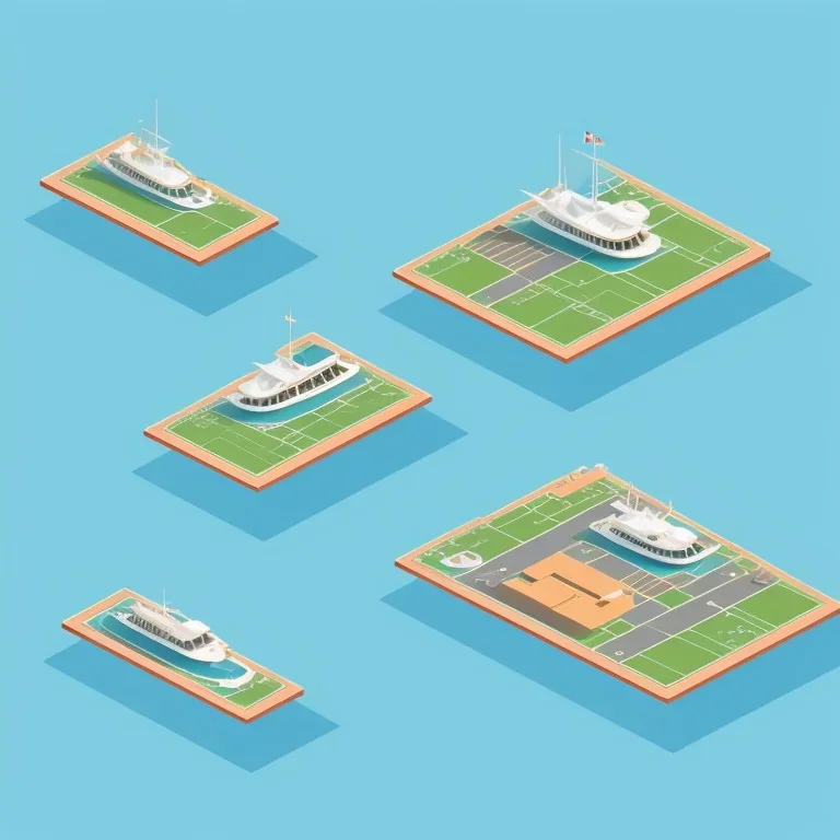 isometric architecture illustration flat design of a boat