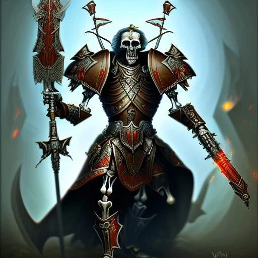 Warhammer style art, skeleton warrior with laser blaster