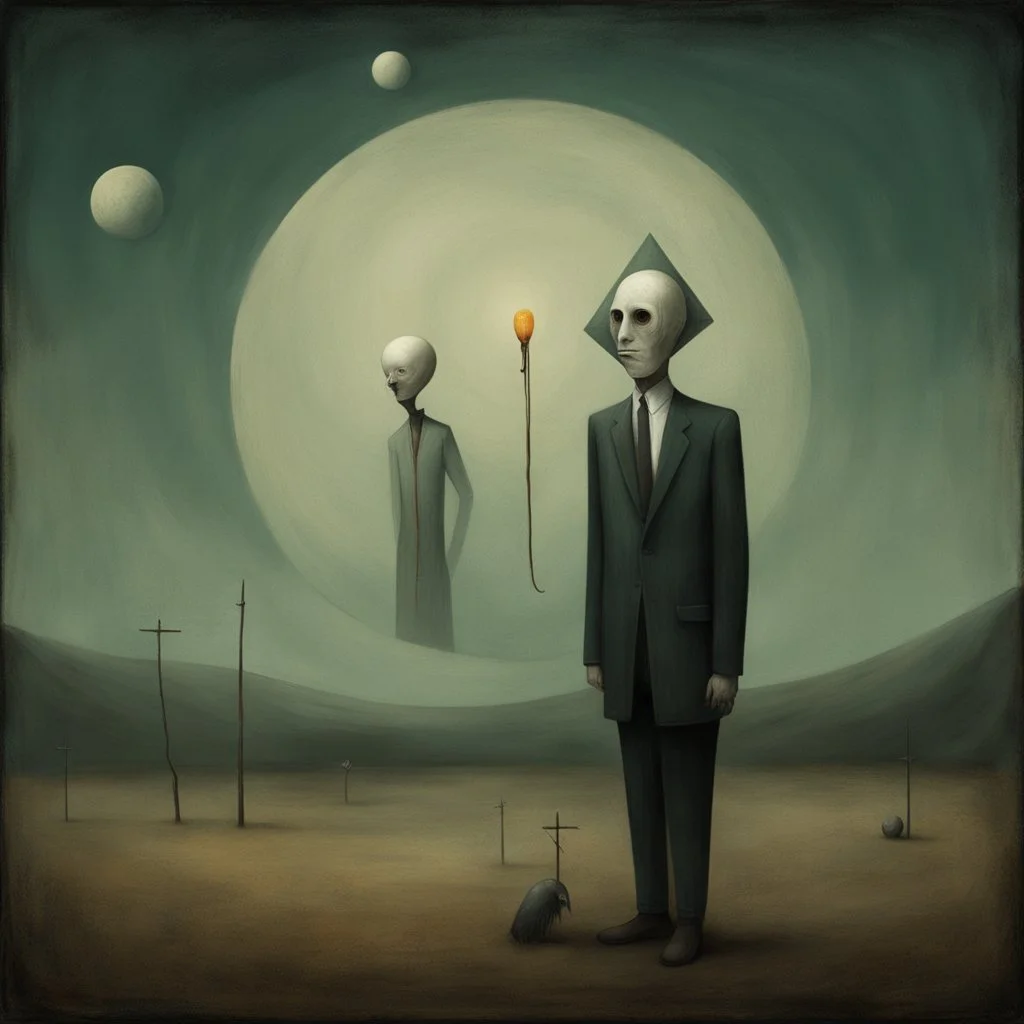 Surreal sinister weirdness Style by Duy Huynh and Dan Mahurin and Anton Semenov and Colin McCahon, fractional reserve banking nightmare, maximal, strange inconsistencies and absurdities, eerie, weird colors, smooth, neo surrealism, abstract quirks by Bruno Munari, album art