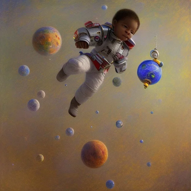 African American baby boy creative space inventor by Monet