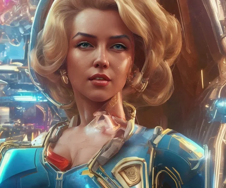 Marilyn Monroe, cyberpunk2077, photorealistic illustration, 4k