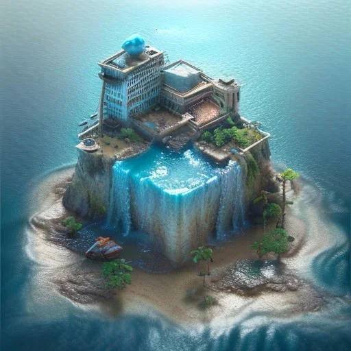 The Isometric Glass Tall Box Mini Model Little Real Island Mixed Water Fall Under Ocean Sunshine Summer Background Blue Sea, The Last Of Us / Avatar, Octane Render / ZBrush, Cinematic, IMAX Film, Nikon D750, 16K, Autostereoscopy, Anthropomorphic, Golden Ratio, Geometry, Symmetric, Depth Of Field, Highly Detailed, Ultra Realistic, Beautiful Lighting, Halfrear Lighting, Soft Light, Candoluminescence, Cast Shadow, Reflective, Glow, Translucent, Normal Map, Carbonated --testp