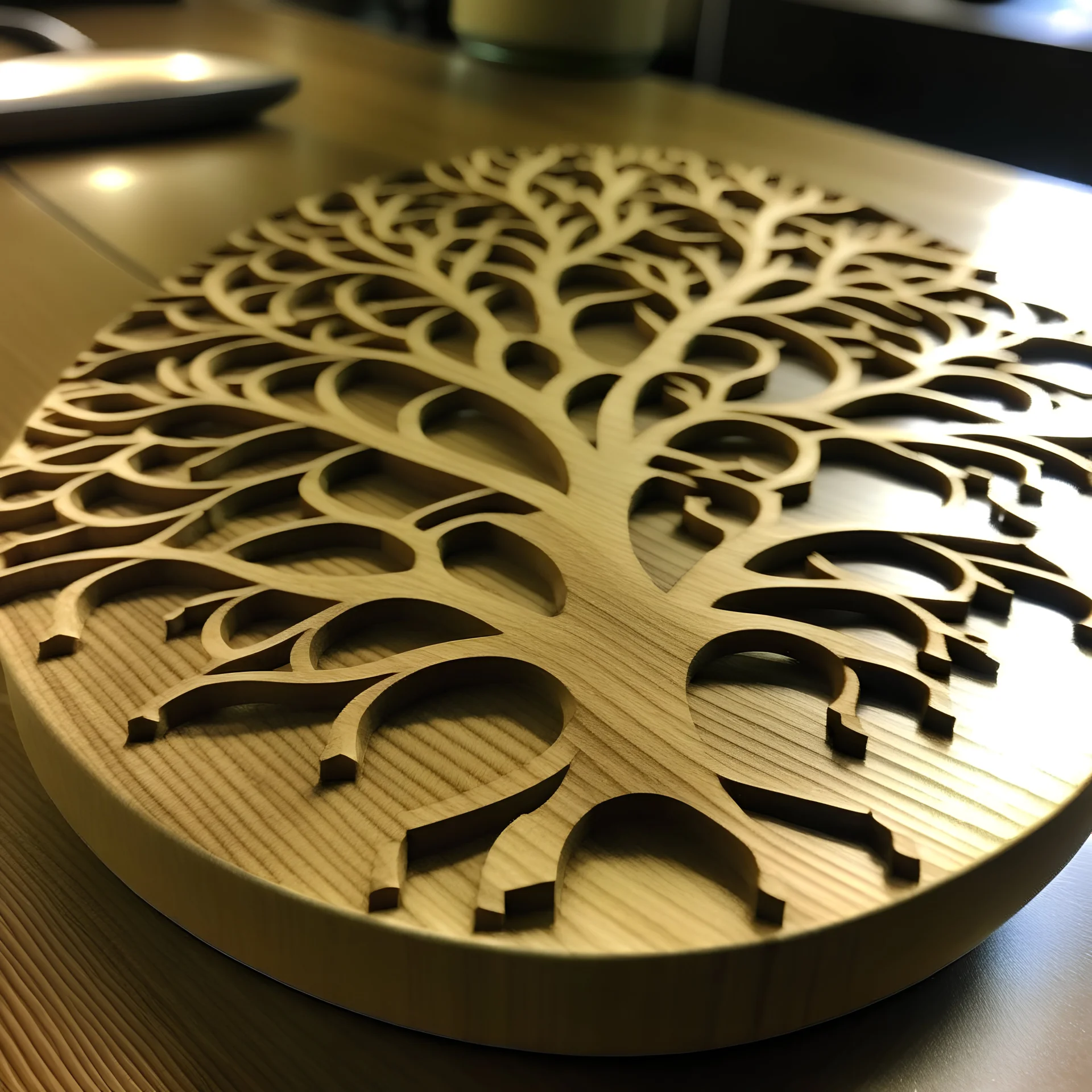 make a coaster with a tree fit for laser cutting