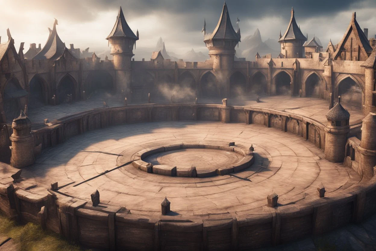 fantasy medieval fighting arena close up