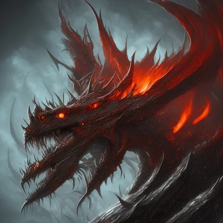 Tête,dragon,dragon noir et rouge, crache feu, 4k