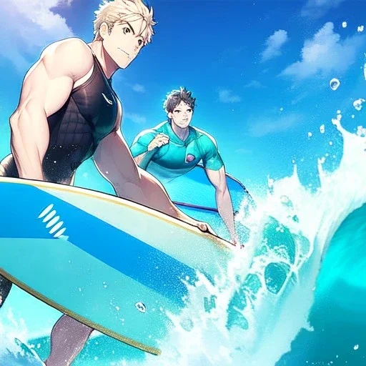 anime surfer boy, surfboard