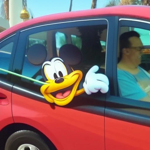 Goofy from Disney driving Prius, McDonald's