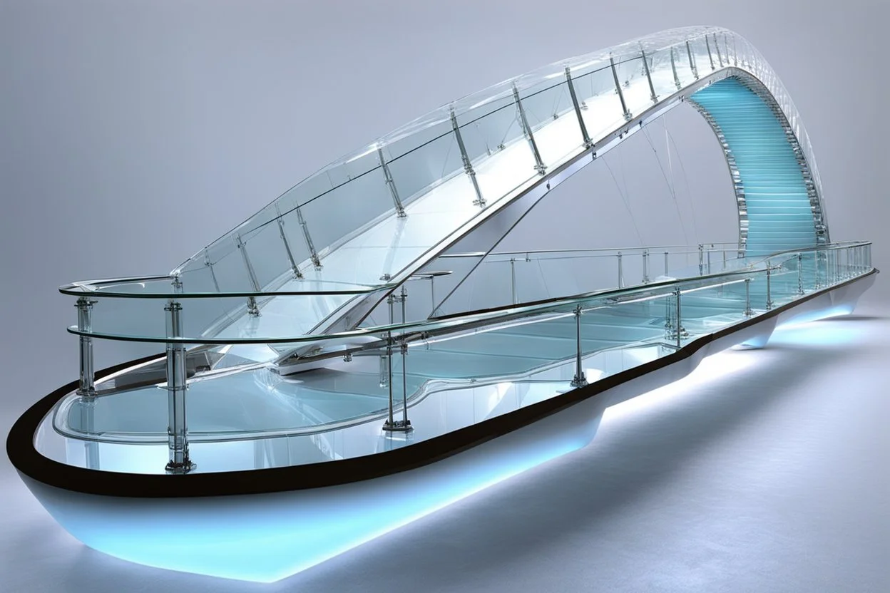 a futuristic glass bridge made of glass by architect "Science-Fiction",by artist "fractal mirrors"