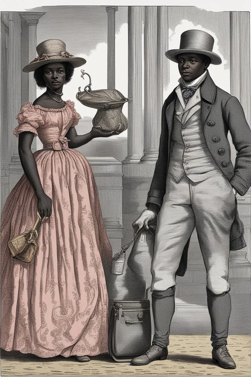 Illustrate the dehumanizing perspective of Franklin and Armfield towards slaves. Depict their likening of "fancy girls" to luxury items like Louis Vuitton handbags. Use symbolism to convey the callousness of this comparison