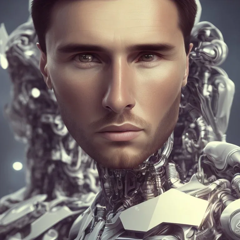 portrait,perfect face lionel messi, robot,realistic, intriacte detail, sci-fi fantasy style, volumetric lighting, particales,highly detailed,cinamatic, deep colours,8k