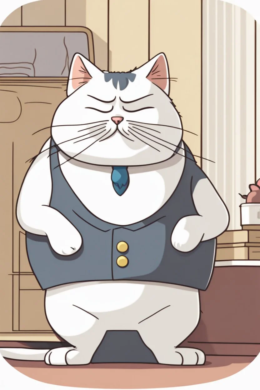 A fat spoiled cat having his hair combed, looking rich,yawny,3d animation ,funny