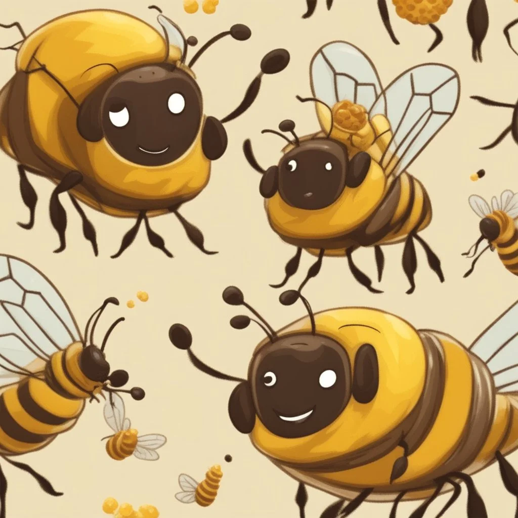 Happiness grandma and grandpa are healthy in a planet of honey stingless bee, realistic