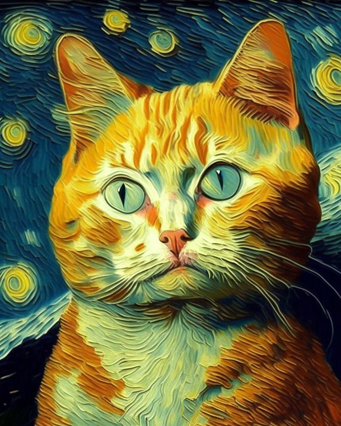 Portrait of a cat by Van Gogh