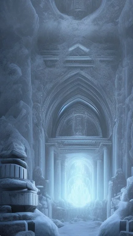 Une cite antique bloquée dans un glacier éternelle. La nécropole semble figée dans le temps.