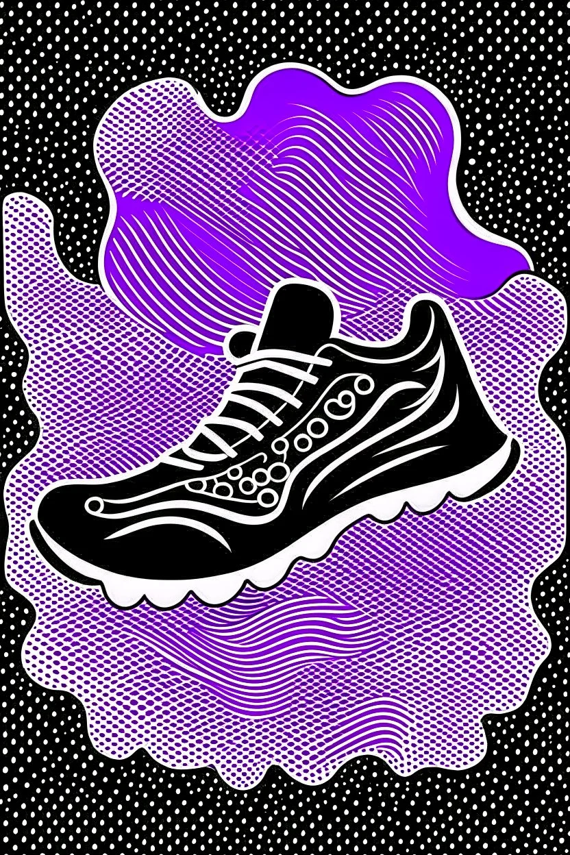 Shoe. tread pattern. Ghosts. Use only white, black, and purple.