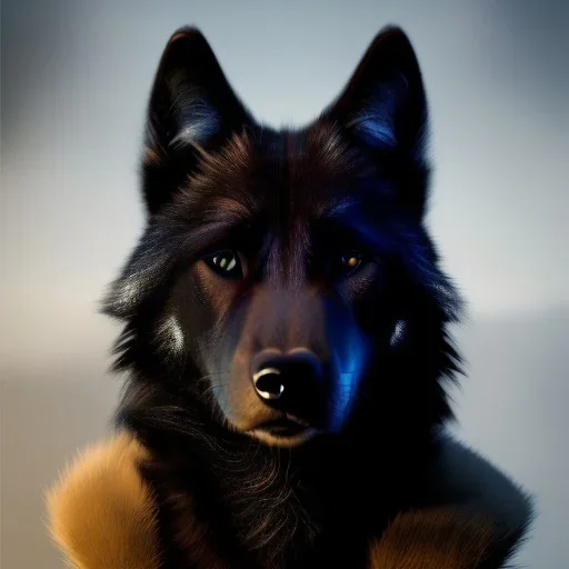 portrait of a male anthropomorphic black wolf mix with ancient God Annubis, unreal engine 5, 8k, ignore NSFW, apocalypse,