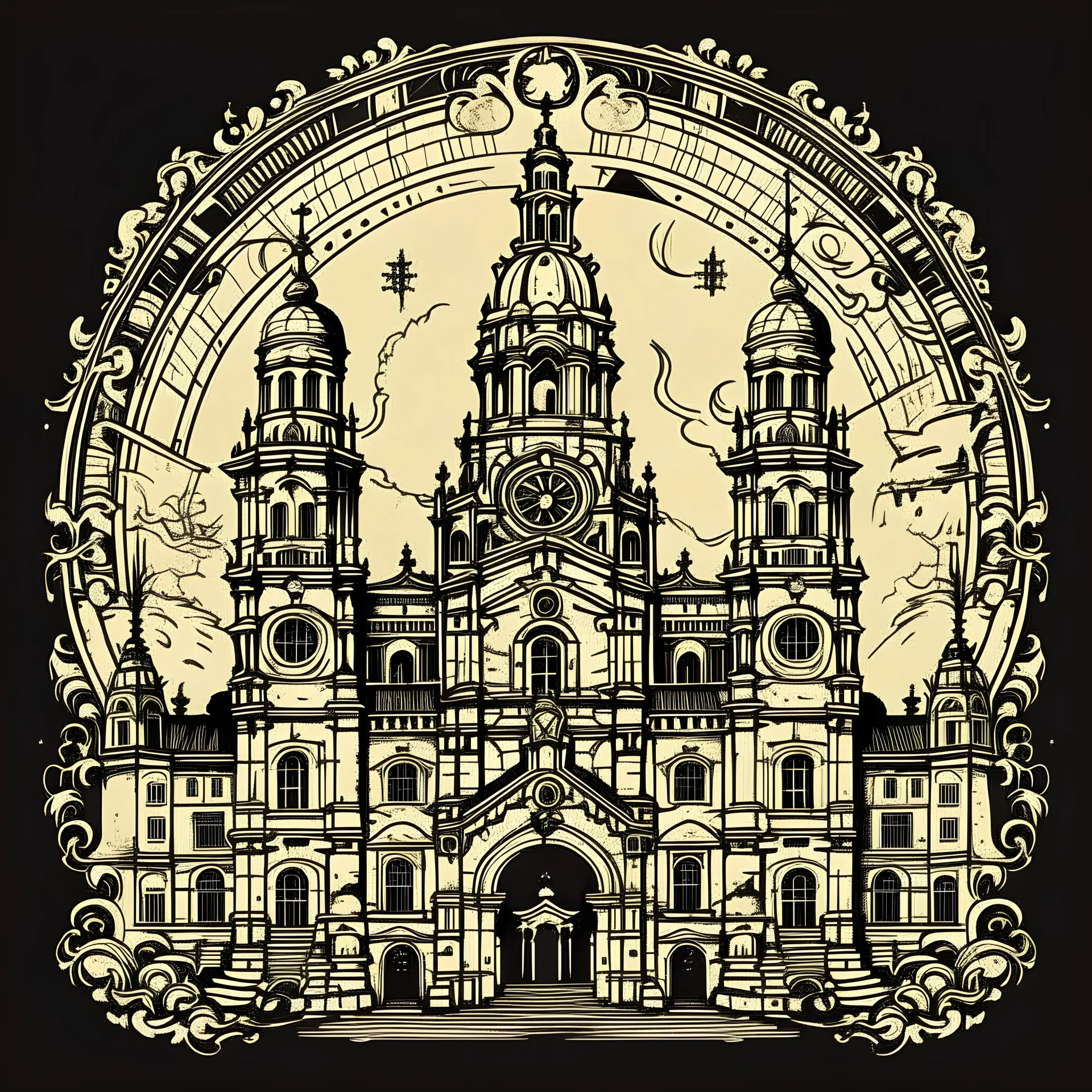 estampa de camiseta. catedral de santiago de compostela