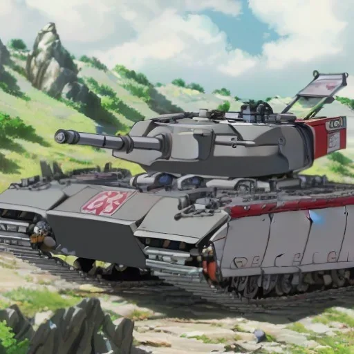 mecha with tracks for a tank and his hands are machine guns and The mecha head driver is an animal