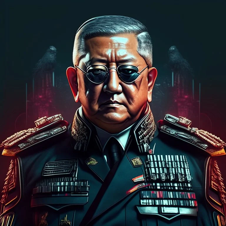 Susilo bambang Yudhoyono former president of Republic Indonesia in militiary cyberpunk style