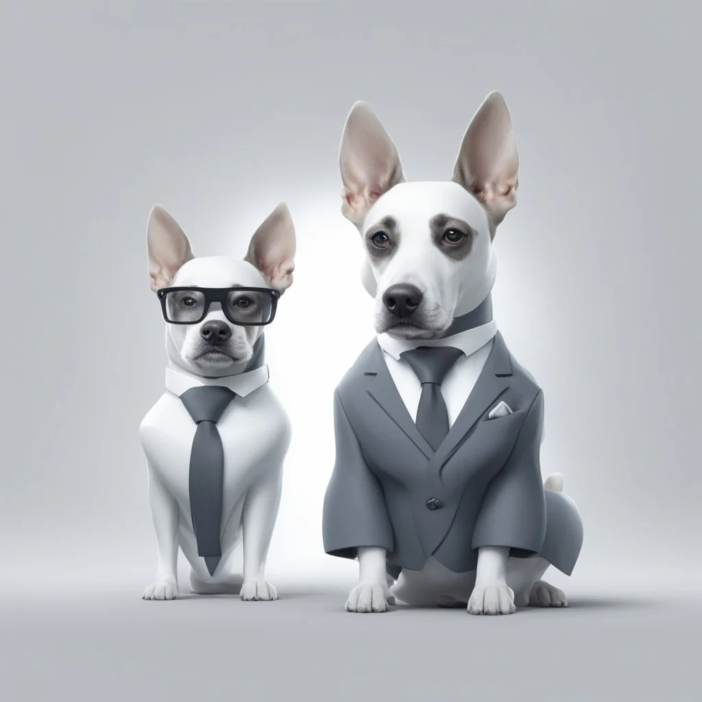 make one realistic business dog that is made of shapes and has a suit on looks a little like crystals with arms lowest 2048 x 1152 pixels og højst 6 MB