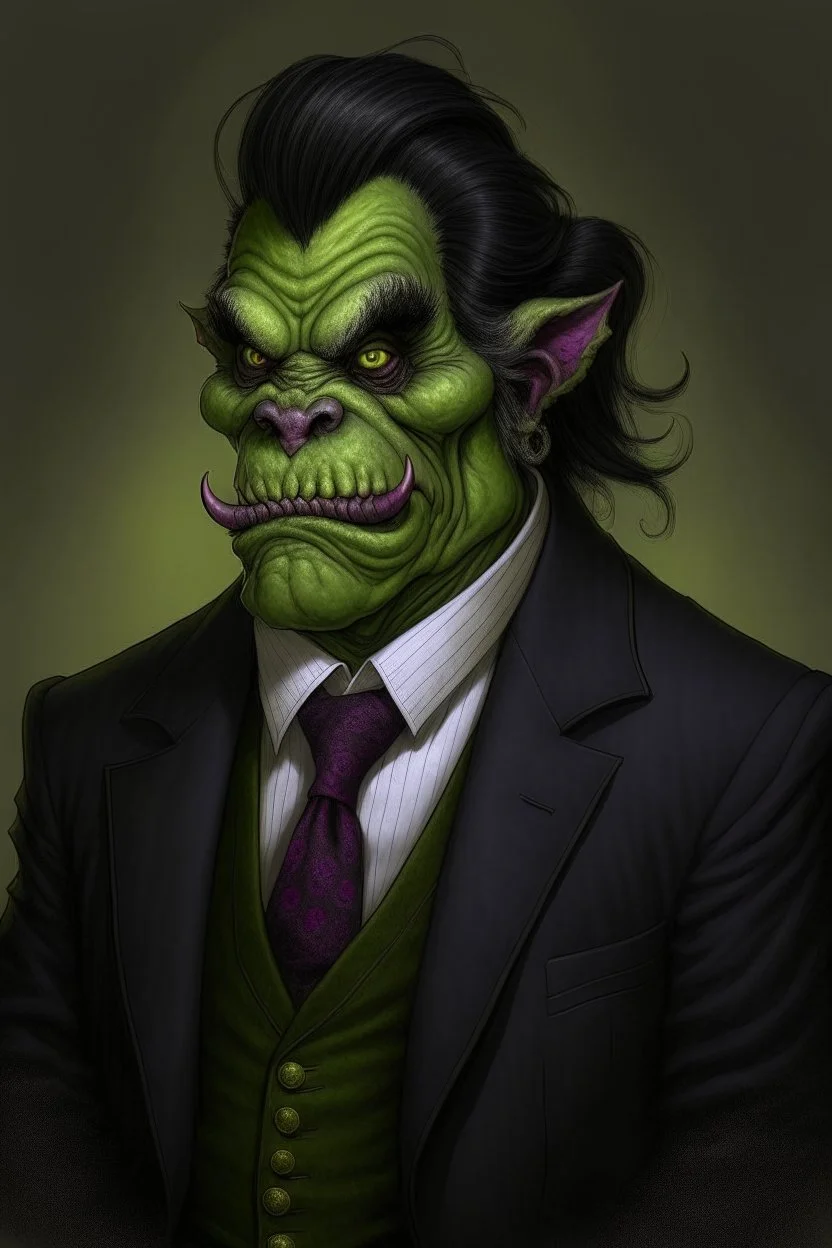 Portrait of a half-ogre well dressed