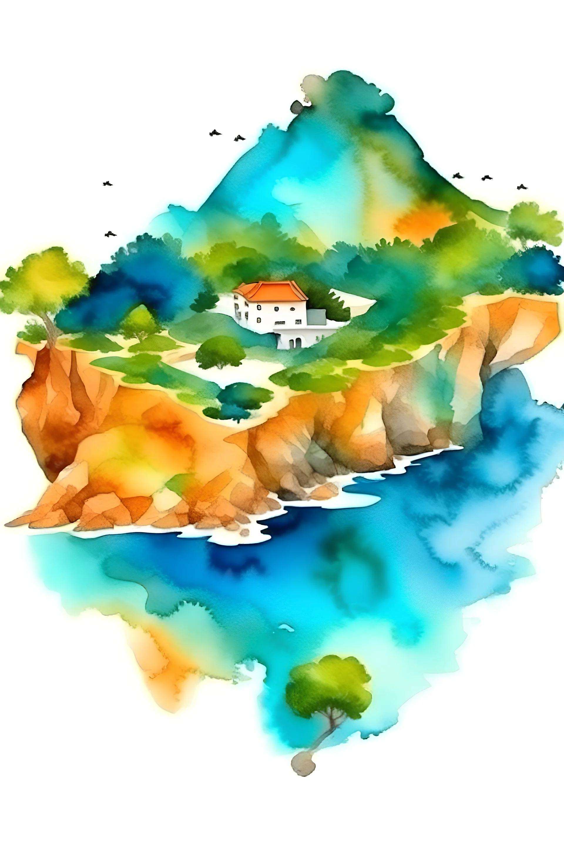 Cyprus shape island in watercolor