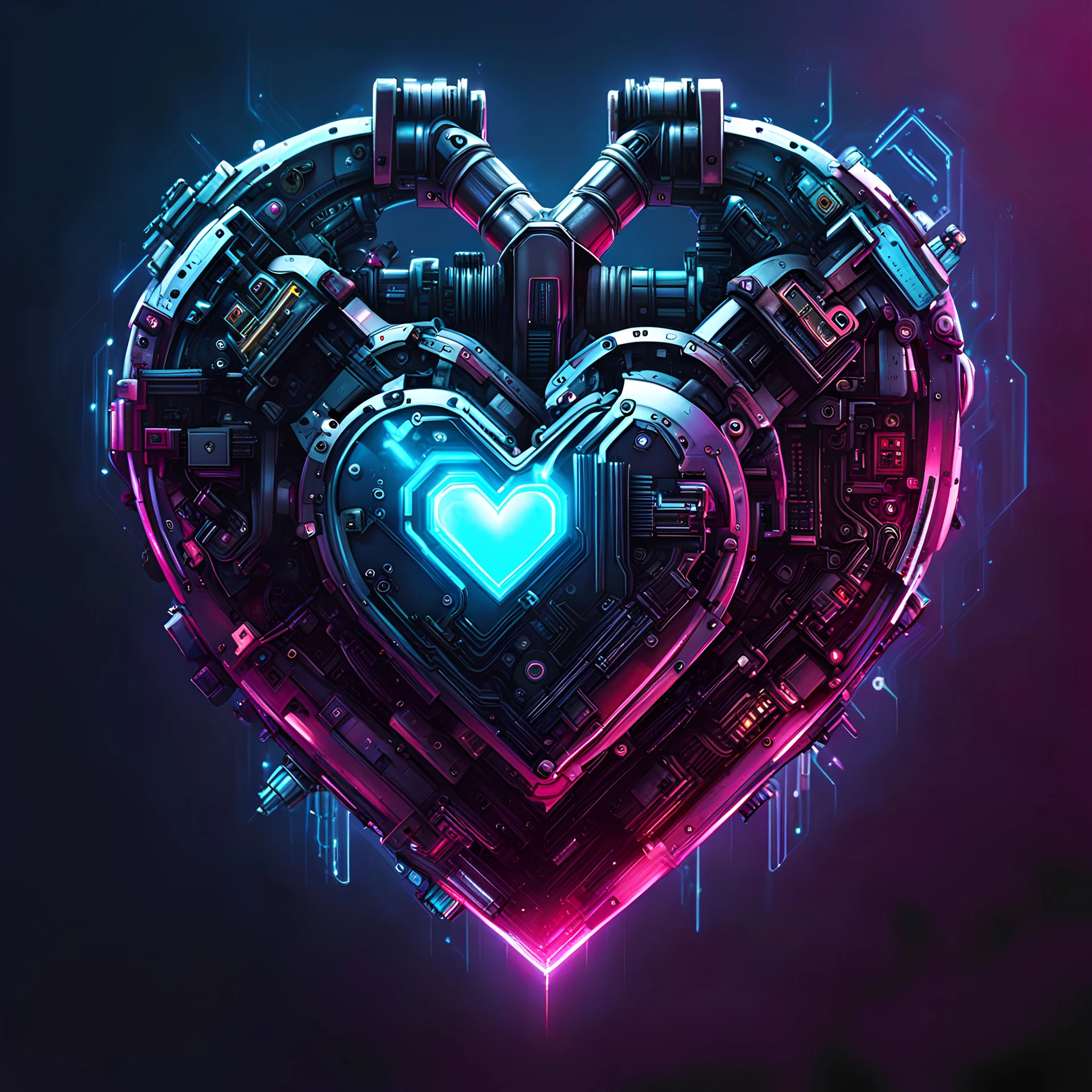 a cyberpunk styled heart. logo.