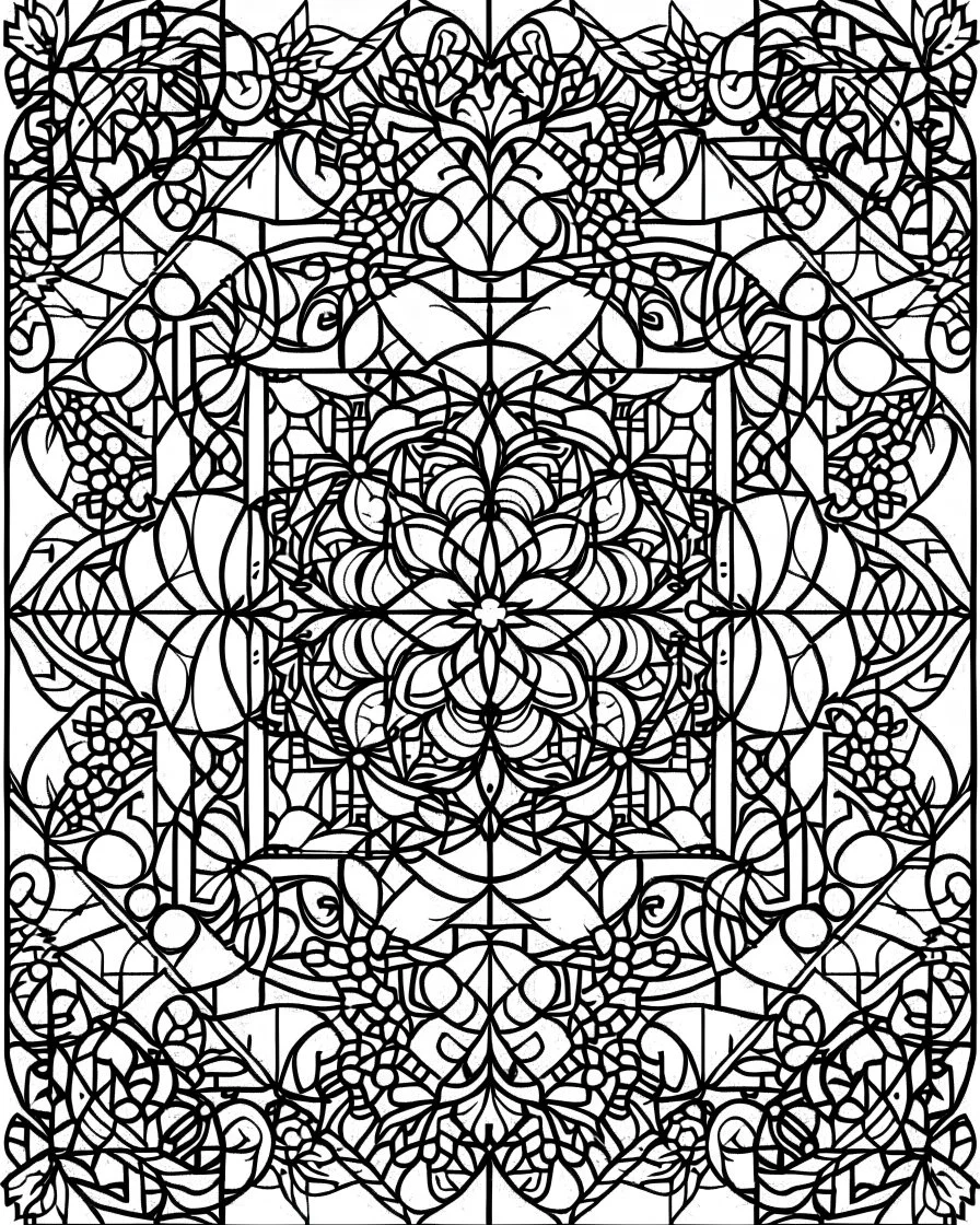 very simple Mosaic simple Coloring Pages, no black color,, easy to color