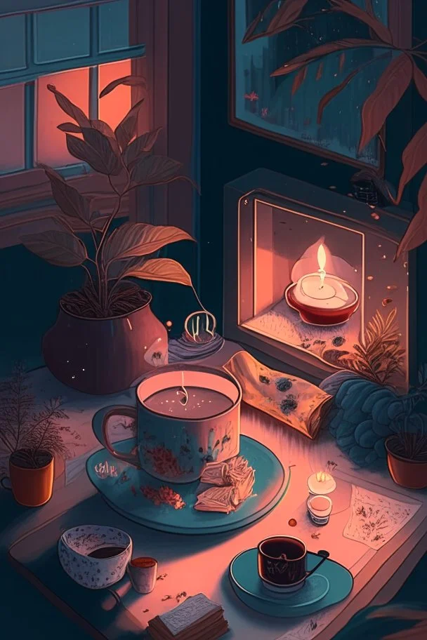 cozy vibes art tea